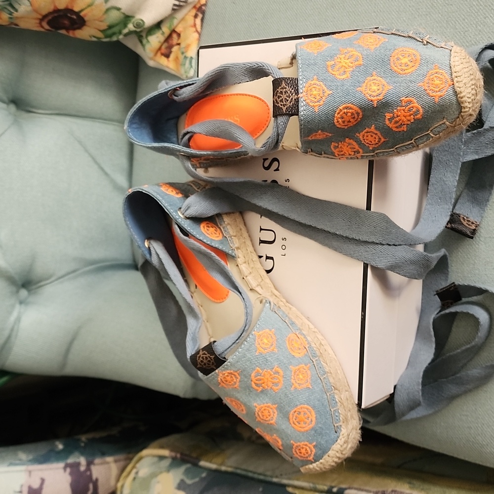 GUESS Jalene Tie-up Flat Espadrilles Medium Blue